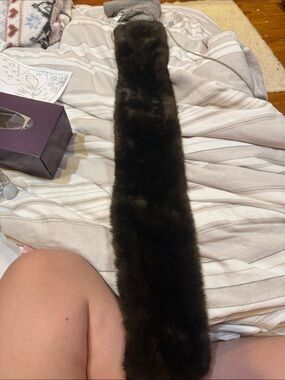 BCBG Brown Faux Fur Scarf with Satin Lining